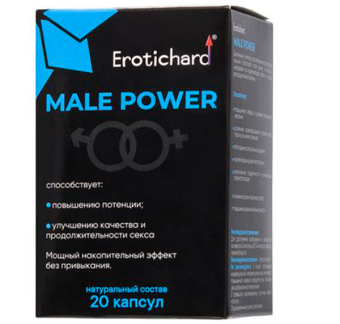 Капсулы возбуждающие для мужчин Erotichard, MALE POWER, 20 капсул