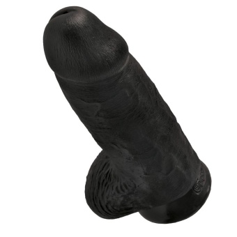 Толстый фаллоимитатор с мошонкой на присоске Pipedream King Cock Chubby черный