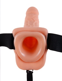 Фаллопротез с вибрацией Vibrating Hollow Strap-On with Balls Flesh телесный 18,9 см