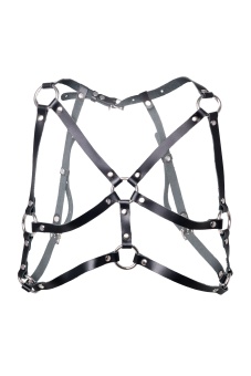 Черная кожаная портупея «Соблазн» с кольцами