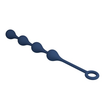 Синяя анальная ёлочка с кольцом Waterdrop Anal Balls 30 mm M - 33,5 см.