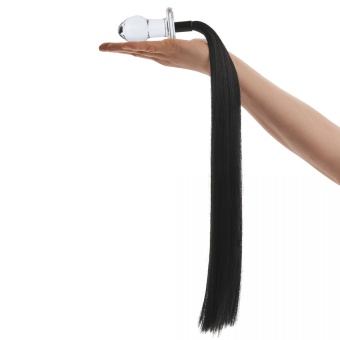 Стеклянная анальная пробка Glas Horse Tail с хвостом