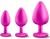 Набор розовых анальных пробок с прозрачным кристаллом-сердечком Bling Plugs Training Kit