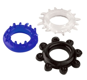 Набор из 3 эрекционных колец разного цвета и рельефа