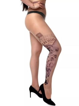 Колготки +size с принтом в виде карт, фишек и указателей из казино