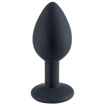 Анальная силиконовая минипробка LolaGames S чёрная с прозрачным кристаллом