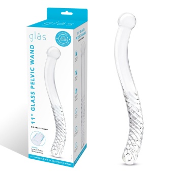 Стеклянный двусторонний фаллоимитатор Glass Pelvic Wand Double Ended прозрачный