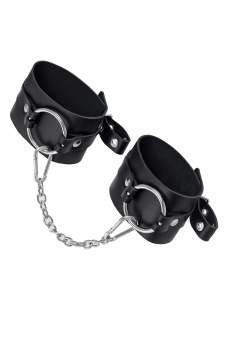 Черные оковы из толстой кожи с люверсами