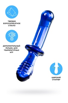 Двухсторонний фаллоимитатор Satisfyer Double Crystal из синего стекла