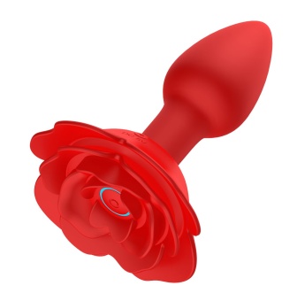 Красный анальный вибростимулятор в форме розы