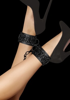 Оковы с рельефным узором Ouch! Luxury Ankle Cuffs чёрные
