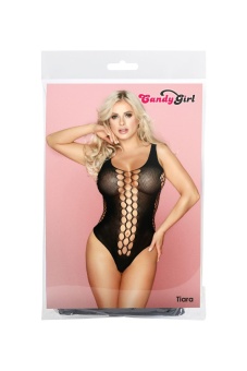 Боди с крупной сеткой Candy Girl Tiara черное