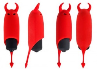 Мощная вибропулька Маленький Демон Mini Vibrator Devol красный 8,5 см
