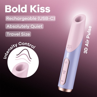 Вакуумно-волновой клиторальный стимулятор помада Satisfyer Bold Kiss розово-фиолетовый