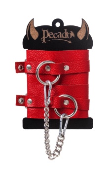 Красные мягкие кожаные оковы с люверсами