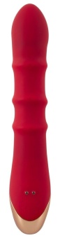 Красный вибратор-кролик с 3 подвижными кольцами Rabbit Vibrator with 3 Moving Rings - 23,7 см.