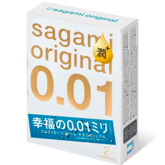 Полиуретановые презервативы Sagami Original 001 Extra Lub с увеличенным количеством смазки 2 шт