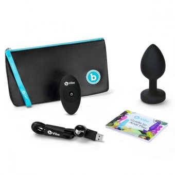 Вибропробка b-Vibe Vibrating Jewel Plug с кристаллом и пультом 12 см черная