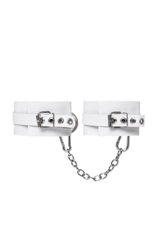 Белые мягкие кожаные оковы с люверсами