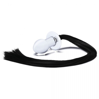 Стеклянная анальная пробка Glas Horse Tail с хвостом