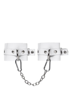 Белые мягкие кожаные оковы с люверсами