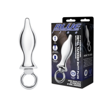 Металлический плаг с кольцом Stainless Steel Metal Tapered Butt Plug With Loop Hardware - 10 см.