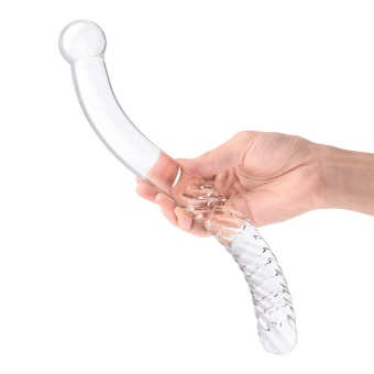 Стеклянный двусторонний фаллоимитатор Glass Pelvic Wand Double Ended прозрачный