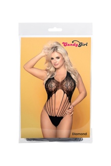 Соблазнительное боди с открытой спиной Candy Girl Diamond черное