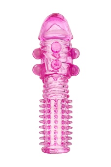 Гелевая розовая насадка с шариками и шипами - 14 см.