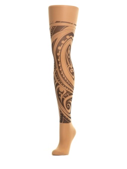 Женские колготки с имитацией тату-чулка на левой ноге