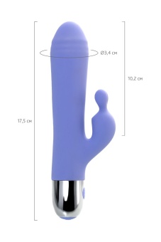 Сиреневый вибратор с клиторальной стимуляцией Crocus - 17,5 см.