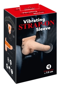 Полый страпон с вибрацией Vibrating Strap-On Sleeve - 17,5 см.