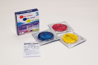 Ароматизированные презервативы Unilatex Multifrutis цветные - 3 шт