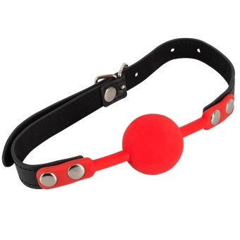 Силиконовый кляп-шар на чёрных ремешках Red Gag silicone