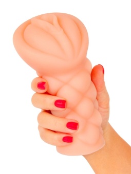 Телесный мастурбатор-вагина с вибропулей и эрекционными кольцами в комплекте