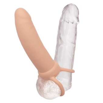 Насадка для двойного проникновения с вибрацией Thick Dual Penetrator телесная