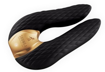 Мини-вибратор с двумя кончиками Shunga AIKO черный