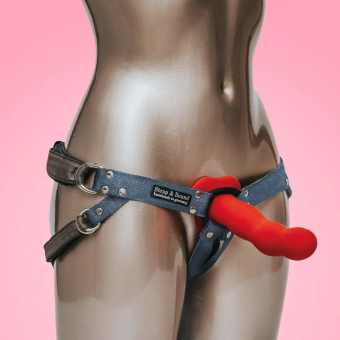 Джинсовые трусики для страпона с кольцом Fun Factory