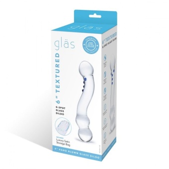Изогнутый стеклянный стимулятор Textured G-Spot Glass Dildo прозрачный