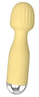 Желтый мини-вибратор с шаровидной головкой