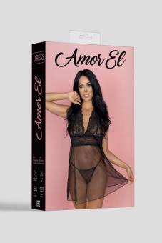 Прозрачное платье Amor El Castalia с кружевным лифом черное