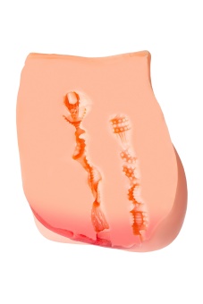 Телесный реалистичный мастурбатор-полуторс с 2 любовными входами