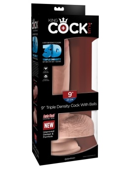 Фаллоимитатор с мошонкой на присоске King Cock Triple Density 18 см телесный