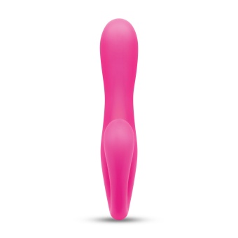 Розовый вибромассажер с клиторальным отростком Harmony Vibe - 16,8 см.