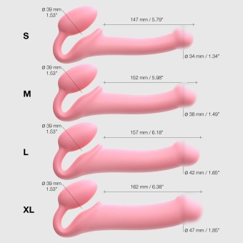 Безремневой гибкий страпон Strap-on-me Bendable XL розовый