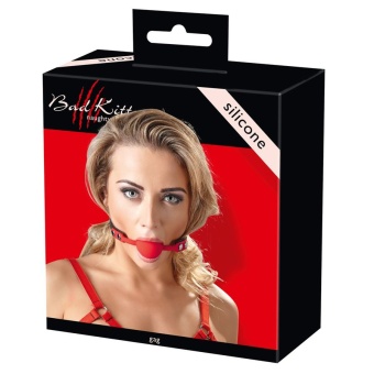 Силиконовый кляп-шар на чёрных ремешках Red Gag silicone