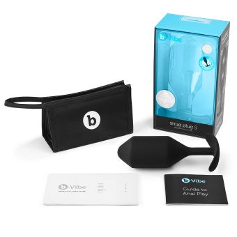 Утяжеленная анальная пробка для ношения b-Vibe Snug Plug 5 большая чёрная