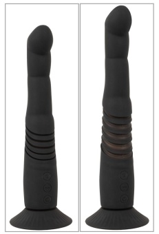 Черный вибратор с поступательными движениями G and P-Spot Thrusting Vibrator - 23 см.