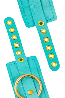 Голубые однослойные кожаные оковы