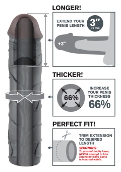 Удлиняющая и утолщающая насадка для пениса Mega Extension 23см черная